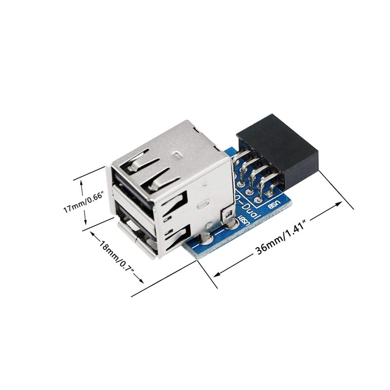 SinLoon 9pin USB 2.0 Female Pin Dual 2 Port USB Motherboard Header Adapter-Dual Layer Type for PC (Dual) - Image 5